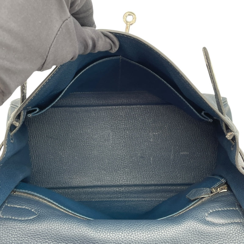 エルメス HERMES ケリー28 内縫い □M刻 ブルードプリュス SV金具 トゴ レディース ショルダーバッグ