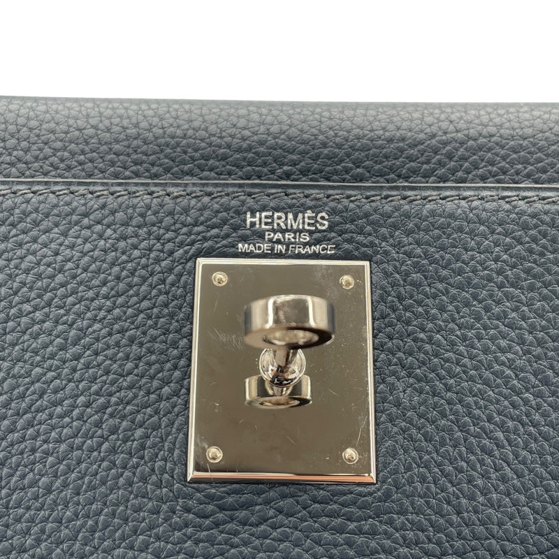 エルメス HERMES ケリー28 内縫い □M刻 ブルードプリュス SV金具 トゴ レディース ショルダーバッグ