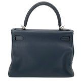 エルメス HERMES ケリー28 内縫い □M刻 ブルードプリュス SV金具 トゴ レディース ショルダーバッグ