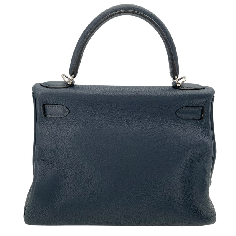 エルメス HERMES ケリー28 内縫い □M刻 ブルードプリュス SV金具 トゴ レディース ショルダーバッグ