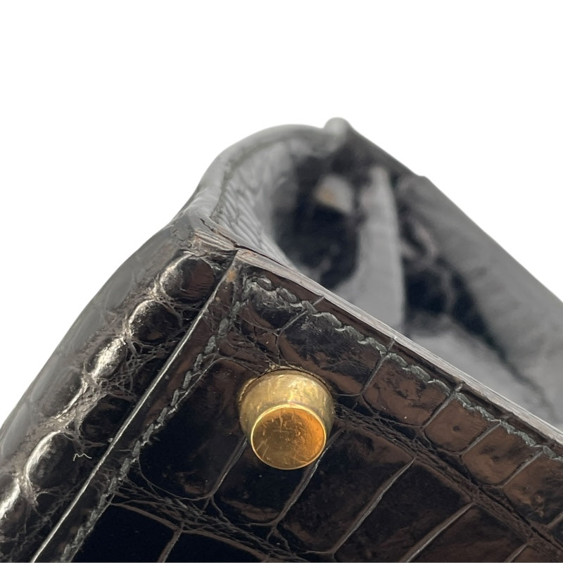 エルメス HERMES ケリー28 〇X刻 ブラック GD金具 ポロサス レディース ショルダーバッグ