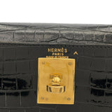 エルメス HERMES ケリー28 〇X刻 ブラック GD金具 ポロサス レディース ショルダーバッグ