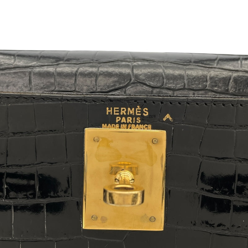 エルメス HERMES ケリー28 〇X刻 ブラック GD金具 ポロサス レディース ショルダーバッグ