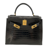 エルメス HERMES ケリー28 〇X刻 ブラック GD金具 ポロサス レディース ショルダーバッグ