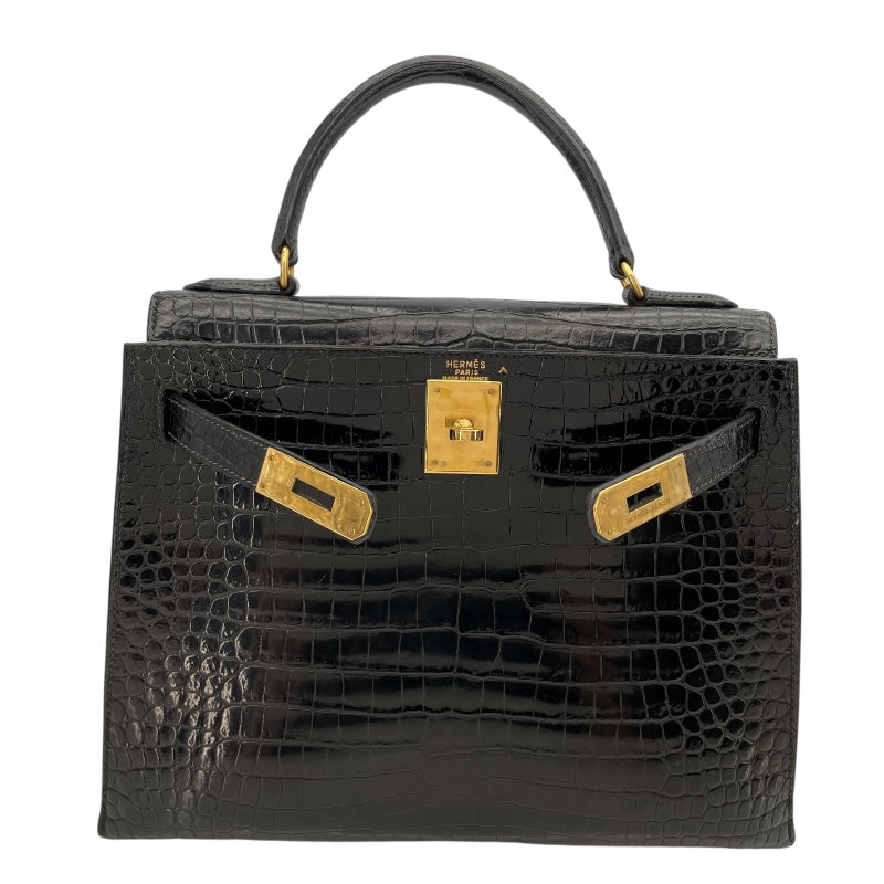 エルメス HERMES ケリー28 〇X刻 ブラック GD金具 ポロサス レディース ショルダーバッグ