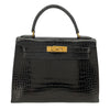 エルメス HERMES ケリー28 〇X刻 ブラック GD金具 ポロサス レディース ショルダーバッグ