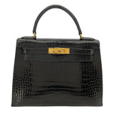 エルメス HERMES ケリー28 〇X刻 ブラック GD金具 ポロサス レディース ショルダーバッグ