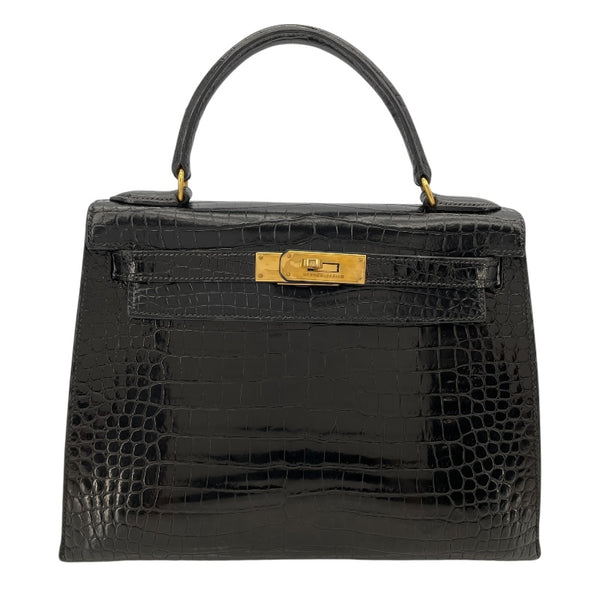 エルメス HERMES ケリー28 〇X刻 ブラック GD金具 ポロサス レディース ショルダーバッグ