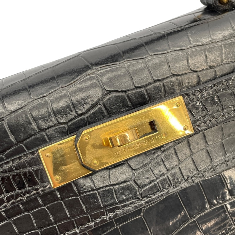 エルメス HERMES ケリー28 〇X刻 ブラック GD金具 ポロサス レディース ショルダーバッグ