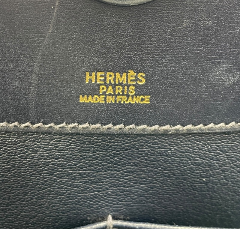 エルメス HERMES ダルヴィMM □C刻 ブルーインディゴ GD金具 ボックスカーフ レディース ハンドバッグ
