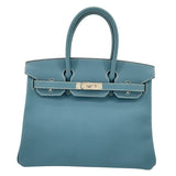 エルメス HERMES バーキン30 □M刻 ブルージーン エプソン レディース ハンドバッグ