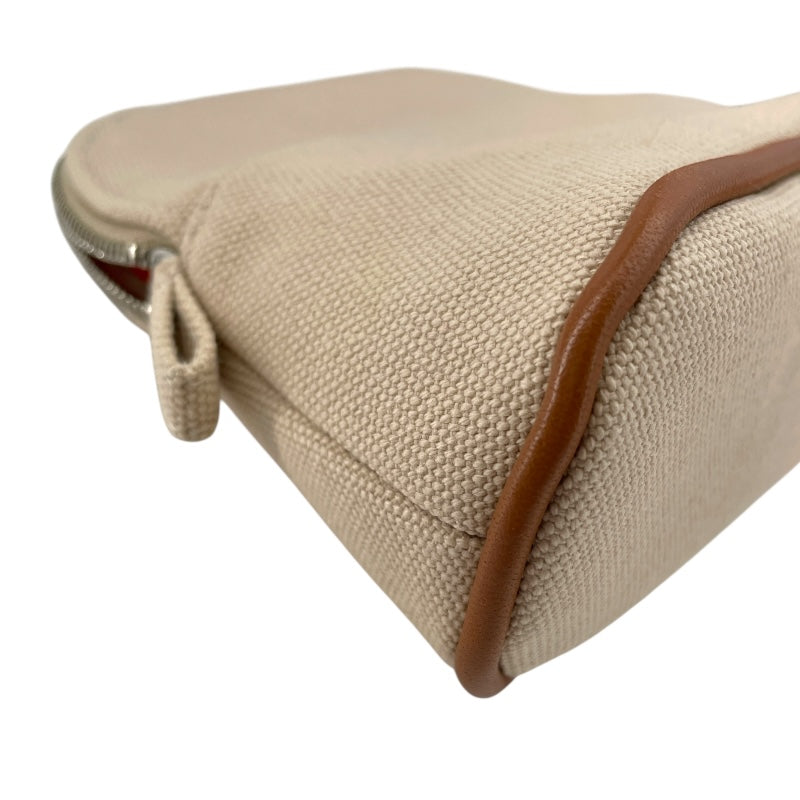 エルメス HERMES ボリードポーチ15 アイボリー SV金具 トワル レディース ポーチ