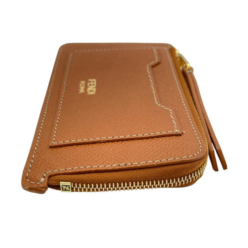 フェンディ FENDI フラグメントケース 8M0472 ブラウン GD金具 レザー レディース カードケース