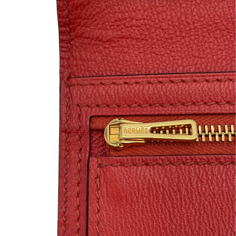 エルメス HERMES べアン T刻 ゼラニウム GD金具 アリゲーター レディース 長財布