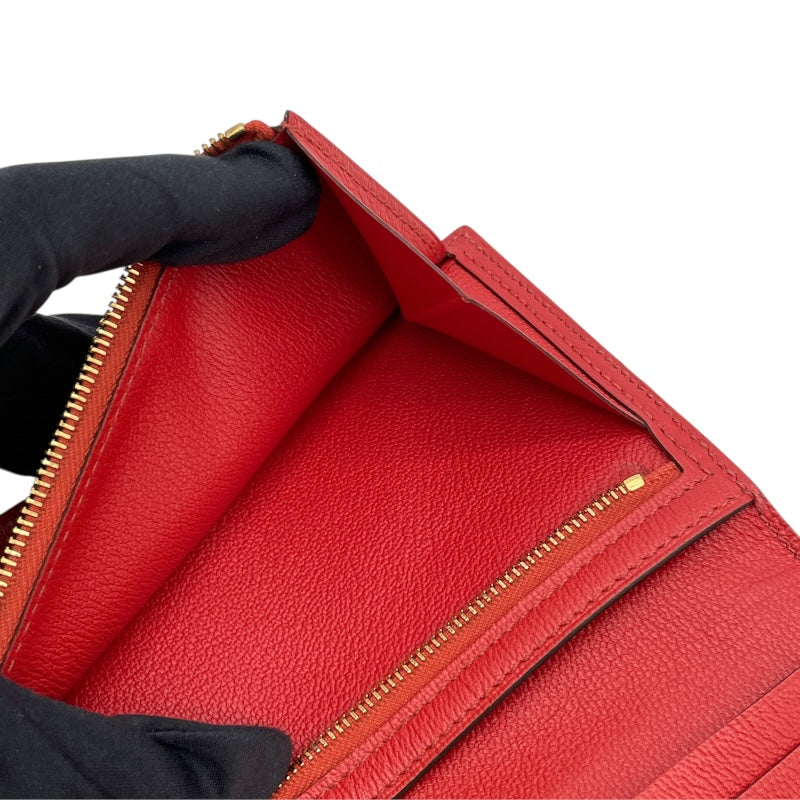 エルメス HERMES べアン T刻 ゼラニウム GD金具 アリゲーター レディース 長財布