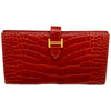 エルメス HERMES べアン T刻印 ゼラニウム ゴールド金具 アリゲーター レディース 長財布