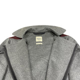 エルメス HERMES レザーパイピングコート グレー カシミヤ レディース その他アウター