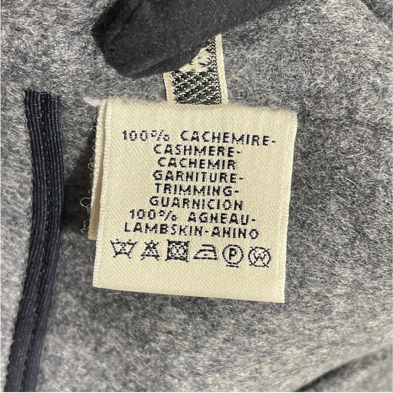 エルメス HERMES レザーパイピングコート グレー カシミヤ レディース その他アウター