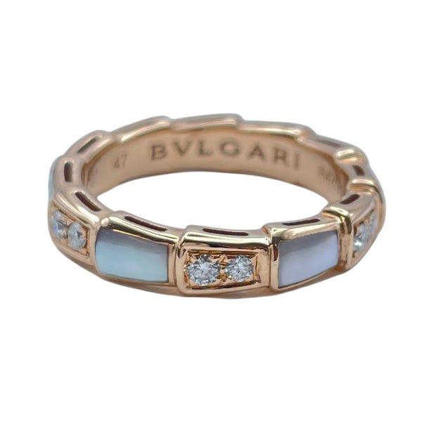 ブルガリ BVLGARI セルペンティヴァイパーリング ピンクゴールド Au750 マザー オブ パール ジュエリー