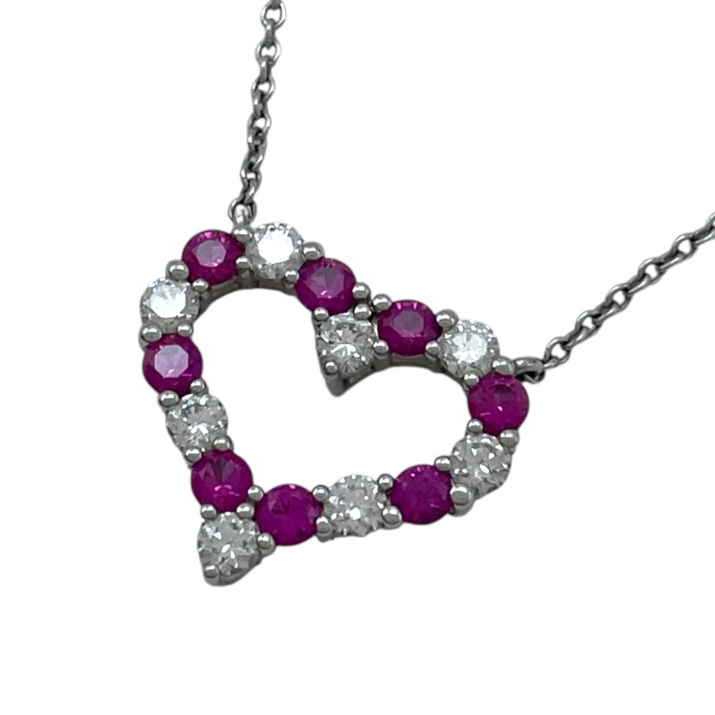 ティファニー TIFFANY＆CO センチメンタルハートネックレス ホワイトゴールド Pt950/ピンクサファイヤ/ダイヤモンド ジュエリー