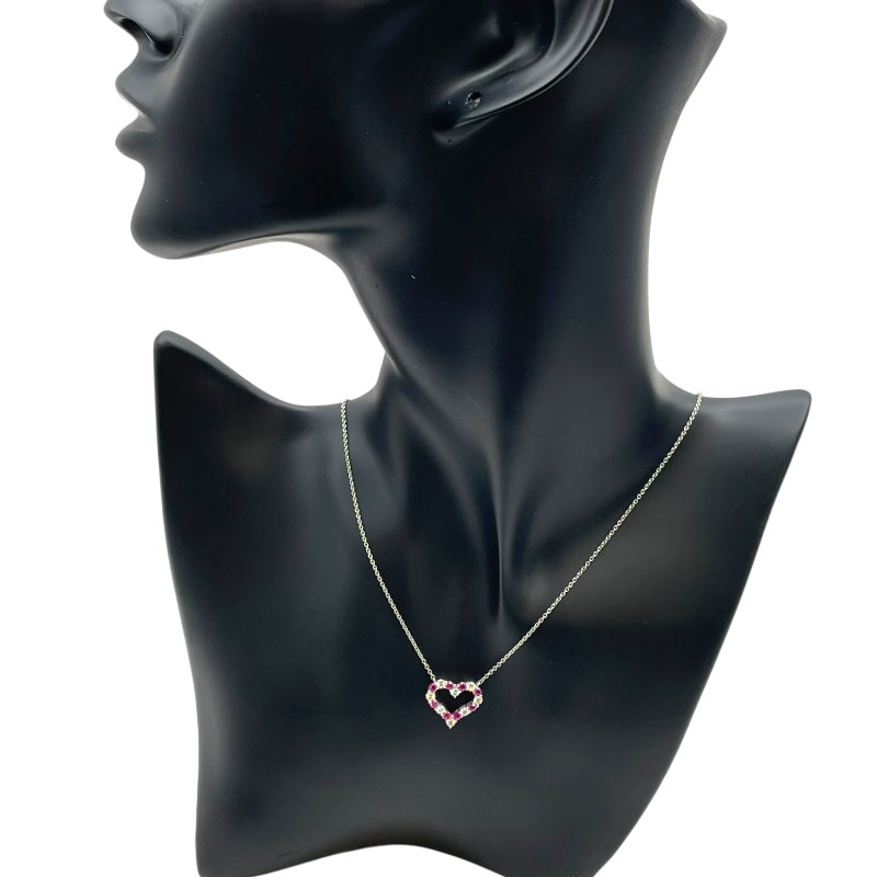 ティファニー TIFFANY＆CO センチメンタルハートネックレス ホワイトゴールド Pt950/ピンクサファイヤ/ダイヤモンド ジュエリー