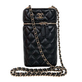 シャネル CHANEL ヴァニティーフォンケース AP2091 ブラック ラム レディース ショルダーバッグ