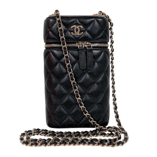 シャネル CHANEL ヴァニティーフォンケース AP2091 ブラック ラム レディース ショルダーバッグ