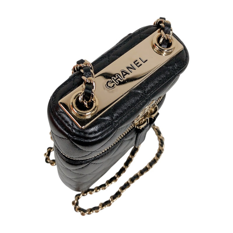 シャネル CHANEL ヴァニティーフォンケース AP2091 ブラック ラム レディース ショルダーバッグ