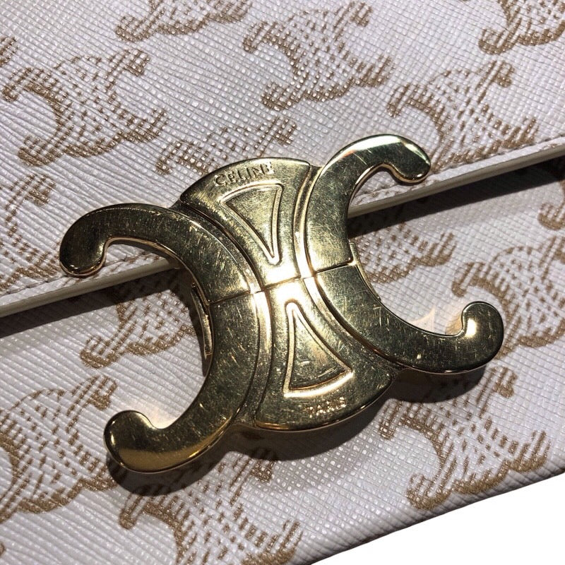セリーヌ CELINE ショルダーバッグクロード 194142 ホワイト トリオンフキャンバス レディース ショルダーバッグ