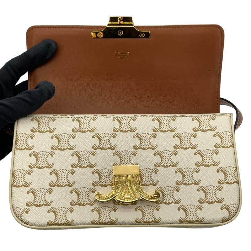 セリーヌ CELINE ショルダーバッグ クロード 194142 ホワイト トリオンフキャンバス レディース ショルダーバッグ
