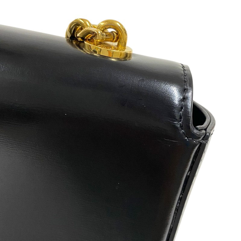 セリーヌ CELINE チェーン ショルダーバッグ クロード 197993 ブラック ゴールド金具 シャイニーカーフ レディース