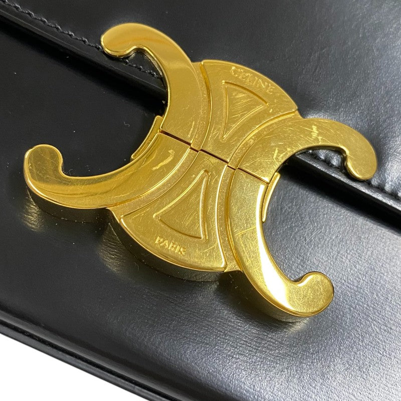 セリーヌ CELINE チェーン ショルダーバッグ クロード 197993 ブラック ゴールド金具 シャイニーカーフ レディース