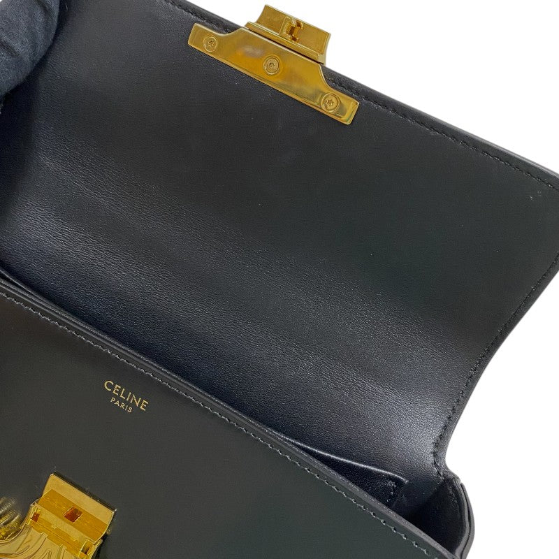 セリーヌ CELINE チェーン ショルダーバッグ クロード 197993 ブラック ゴールド金具 シャイニーカーフ レディース
