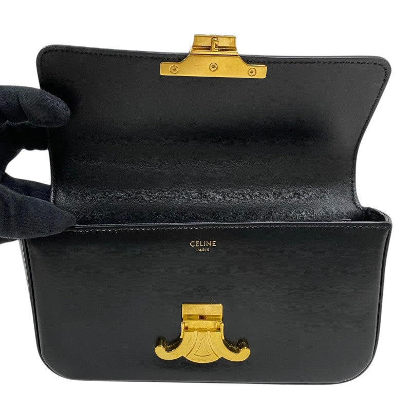 セリーヌ CELINE チェーン ショルダーバッグ クロード 197993 ブラック ゴールド金具 シャイニーカーフ レディース