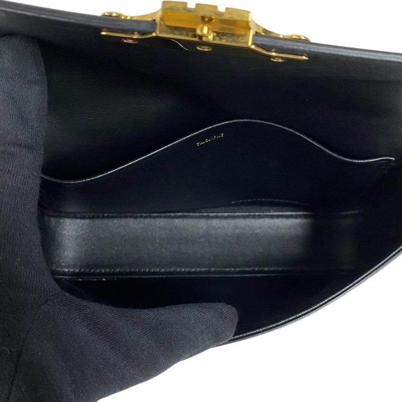 セリーヌ CELINE チェーン ショルダーバッグ クロード 197993 ブラック ゴールド金具 シャイニーカーフ レディース