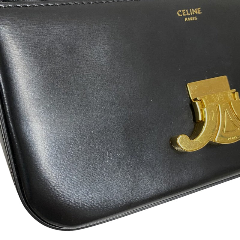 セリーヌ CELINE チェーン ショルダーバッグ クロード 197993 ブラック ゴールド金具 シャイニーカーフ レディース