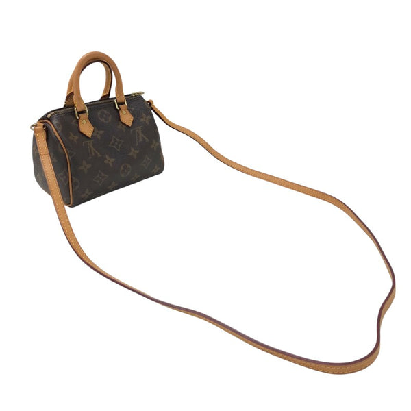 ルイ・ヴィトン LOUIS VUITTON ナノ・スピーディ M61252 ブラウン モノグラムキャンバス レディース ショルダーバッグ