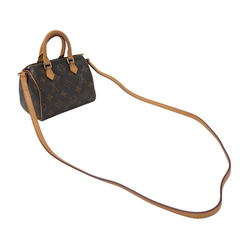 ルイ・ヴィトン LOUIS VUITTON ナノ・スピーディ M61252 ブラウン モノグラムキャンバス レディース ショルダーバッグ