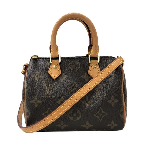 ルイ・ヴィトン LOUIS VUITTON ナノ・スピーディ M61252 ブラウン モノグラムキャンバス レディース ショルダーバッグ