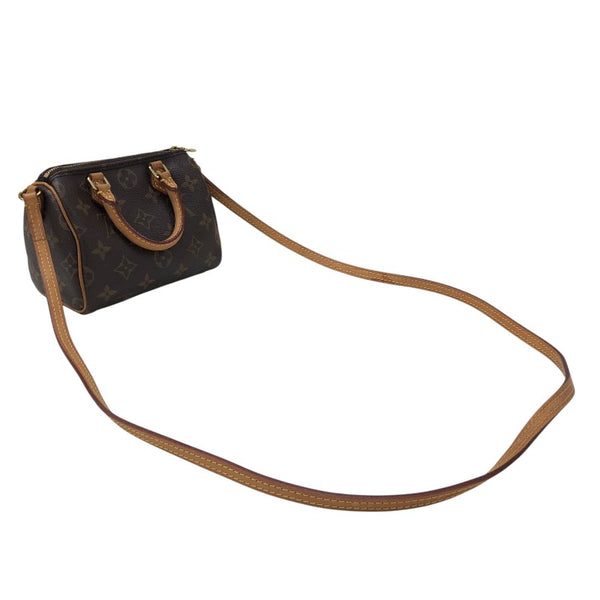 ルイ・ヴィトン LOUIS VUITTON ナノ・スピーディ M61252 ブラウン モノグラムキャンバス レディース ショルダーバッグ
