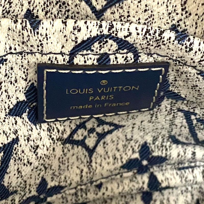 ルイ・ヴィトン LOUIS VUITTON スクエアバッグ M59611 ブルー ゴールド金具 モノグラム・ジャガードデニム レディース ハンドバッグ