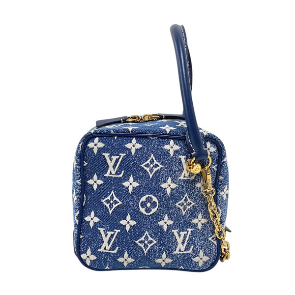 ルイ・ヴィトン LOUIS VUITTON スクエアバッグ M59611 ブルー ゴールド金具 モノグラム・ジャガードデニム レディース ハンドバッグ