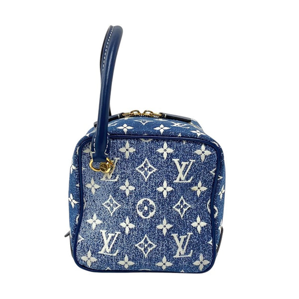 ルイ・ヴィトン LOUIS VUITTON スクエアバッグ M59611 ブルー ゴールド金具 モノグラム・ジャガードデニム レディース ハンドバッグ
