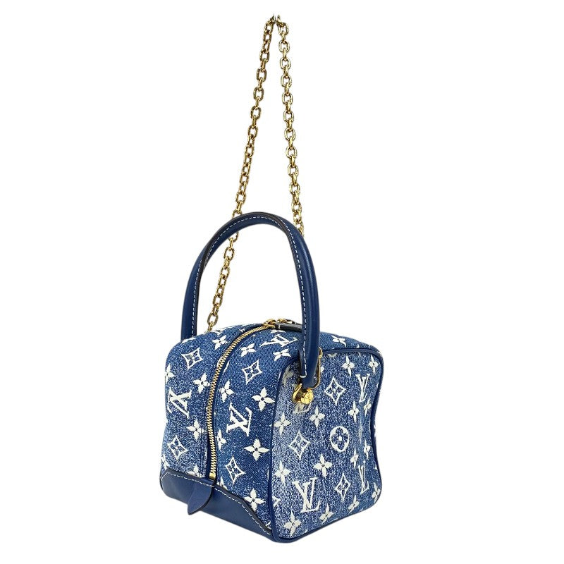 ルイ・ヴィトン LOUIS VUITTON スクエアバッグ M59611 ブルー ゴールド金具 モノグラム・ジャガードデニム レディース ハンドバッグ