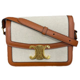 セリーヌ CELINE ティーントリオンフバッグ 188882 ナチュラルxタン GD金具 テキスタイル レディース ショルダーバッグ
