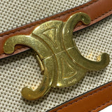 セリーヌ CELINE ティーントリオンフバッグ 188882 ナチュラルxタン GD金具 テキスタイル レディース ショルダーバッグ