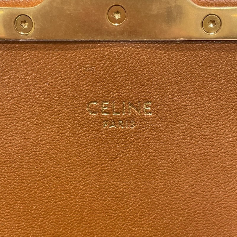 セリーヌ CELINE ティーントリオンフバッグ 188882 ナチュラルxタン GD金具 テキスタイル レディース ショルダーバッグ