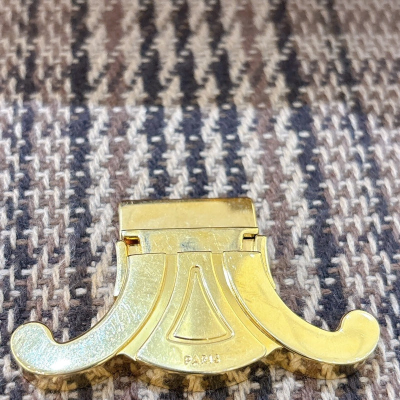 セリーヌ CELINE クラシックトリオンフバッグ 187363 ブラウン/GD金具 ツイード レディース ショルダーバッグ