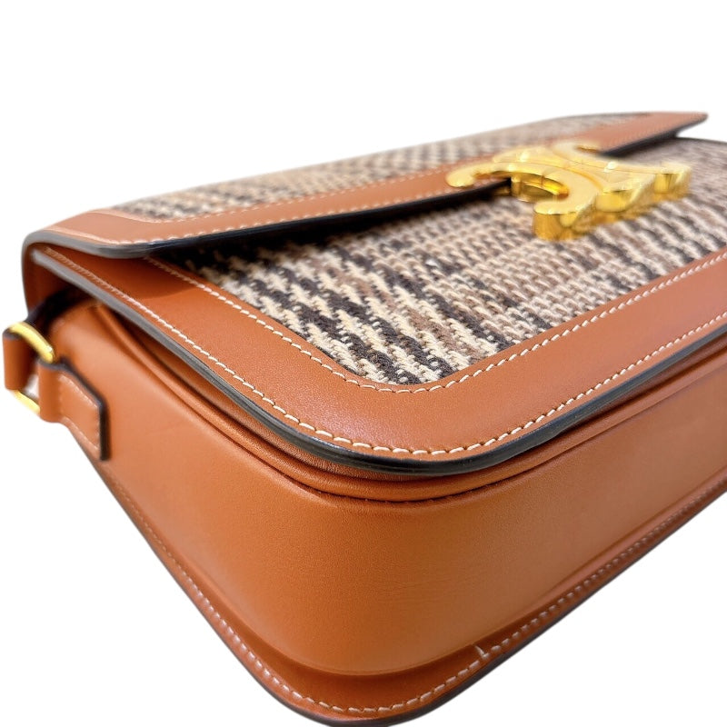 セリーヌ CELINE クラシックトリオンフバッグ 187363 ブラウン/GD金具 ツイード レディース ショルダーバッグ