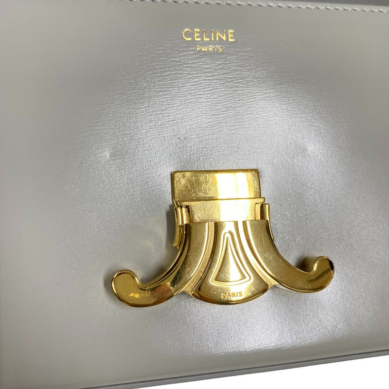 セリーヌ CELINE チェーン ショルダーバッグ クロード 115203 グレー ゴールド金具 シャイニーカーフ レディース